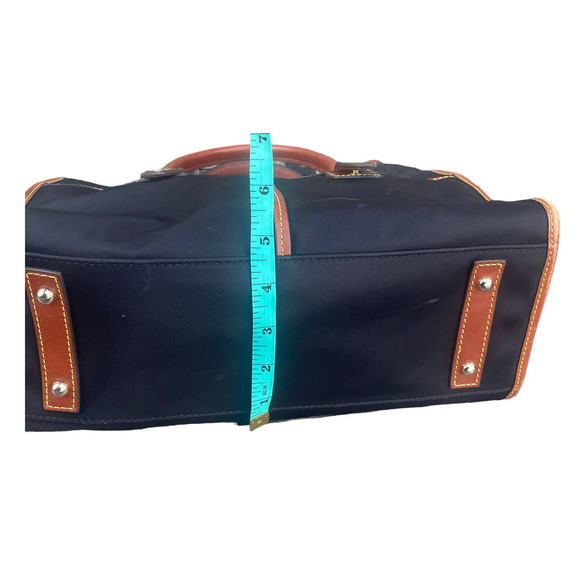 Dooney & Bourke Camden Saffiano Black Nylon Satchel w Brown Leather Trim - Picture 6 of 16